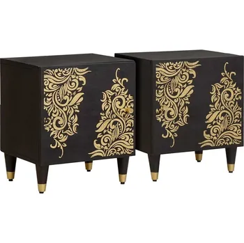 Ložnice vidaXL Noční stolek s dvířky 2 pcs Černá 40 x 33 x 46 cm [4018805]