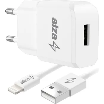 AlzaPower Smart Charger 2.1A bílá + Core Lightning MFi (C189) 1m bílý