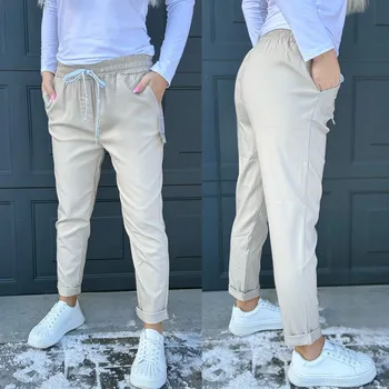 Dámské kalhoty Plátěné kalhoty WINDY Velikost: XXL, Barva: Béžová