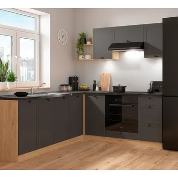 Kuchyňská linka Black Red White Junona 4 200/220 cm dub berstein/grafit