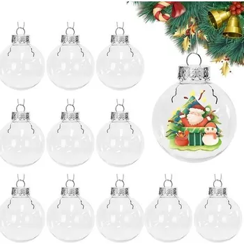 Vánoční dekorace 8cm průhledné plnitelné vánoční koule, 12 kusů, plastové vánoční koule, plnitelné koule pro kutily,