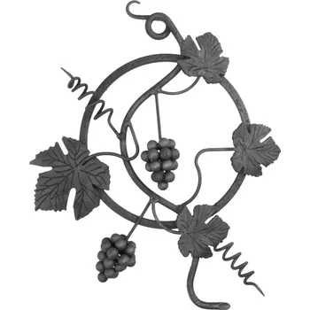 Zábradlí kovářský ornament 3902 - motiv vinná réva, výška 500 mm, šířka 340 mm, kruh ø 240 mm, profil 12 x 12 mm