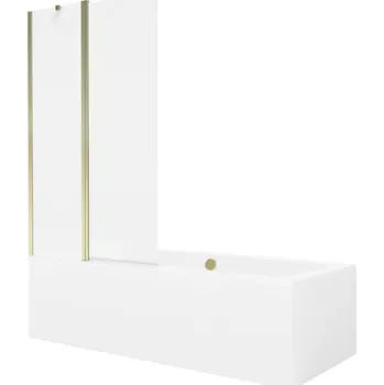 Vanová zástěna MEXEN/S - Cube obdélníková vana 170 x 80 cm s panelem + vanová zástěna 100, transparent, zlatá 550517080X9410115000