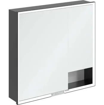 Villeroy & Boch My View+ - Zrcadlová skříňka s LED osvětlením 80x75x17 cm, 2 dvířka, Brilliant White/matná černá B48280VE