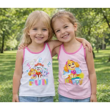 Dívčí oblečení United Labels Dívčí letní tílko TLAPKOVÁ PATROLA 2 kusy v balení Bílorůžová, Velikost: 98/104 98/104