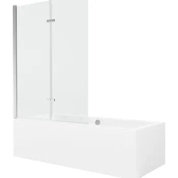 Vanová zástěna MEXEN/S - Cube obdélníková vana 180 x 80 cm s panelem + vanová zástěna 120, transparent, chrom 550518080X9212020100