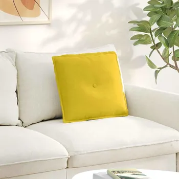 Polštář vidaXL Polštář na záda Žlutá 50 x 45 cm Žebrovaná látka [42014639]