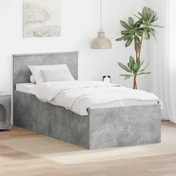 Postel vidaXL Rám postele s čelo Betonově šedá 120 x 200 cm kompozitní dřevo [3408609]