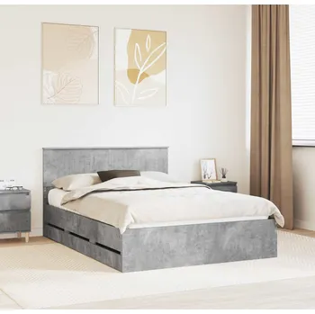 Postel vidaXL Rám postele s čelo Betonově šedá 140 x 200 cm Inženýrské dřevo [3410710]