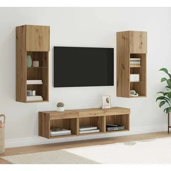 Obývací stěna vidaXL Nábytkové stěny pro TV 5 pcs Černý dub kompozitní dřevo [3402924]