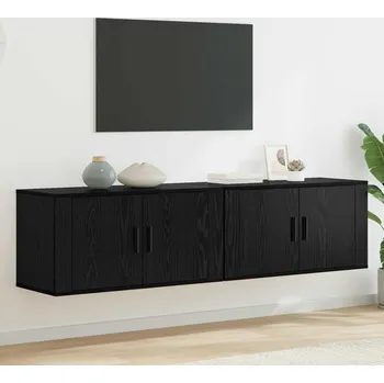 Obývací stěna vidaXL Nástěnný TV skříňový set 2 pcs Černý dub 80 x 34,5 x 40 cm [3415603]