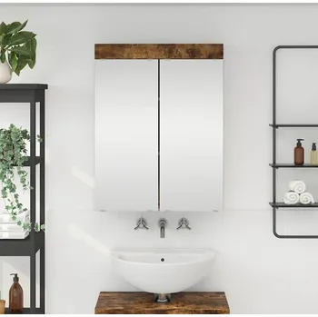 Koupelnový nábytek vidaXL Koupelnová zrcadlová skříň TULUM Kouřový dub 60 x 16,5 x 78 cm [880366]