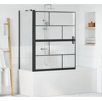 vidaXL Sprchová obrazovka do vany Černá a průhledná 116 x 68 x 128 cm [42018557]
