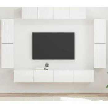 Televizní stolek vidaXL Televizní skříň 8 pcs Vysoce lesklá bílá [3409145]