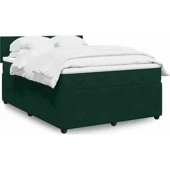 Postel vidaXL Box spring postel s matrací 160x200 cm samet [3287777] Barva: Tmavě zelená
