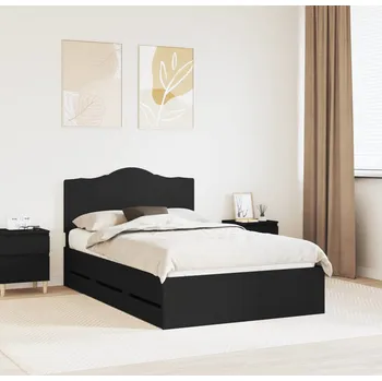 Postel vidaXL Rám postele se zásuvkou Černá 120 x 190 cm Inženýrské dřevo [3413430]