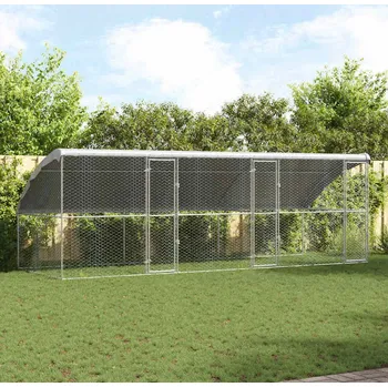 klec pro psa vidaXL Psí kennel s úložištěm 3 pcs Stříbrná 6 x 2 x 2 m Ocel [3368326]