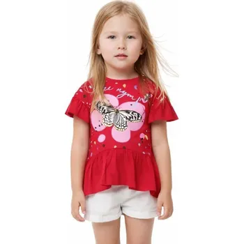 Dívčí oblečení Winkiki Dívčí tričko TREE NYMPH MOTÝL s volánem krátký rukáv malinové Růžová, Velikost: 104 104