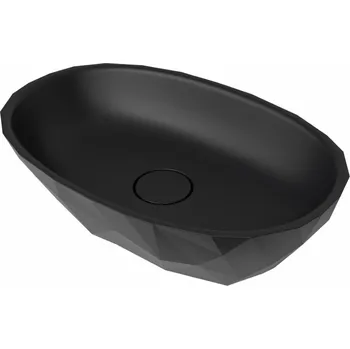 Swiss aqua technologies Umyvadlo na desku SAT Meda 56x37 cm černá mat bez otvoru pro baterii, bez přepadu SATME5637C