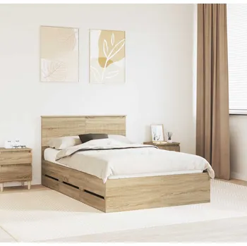 Postel vidaXL Rám postele s čelo Sonoma dub 120 x 190 cm Inženýrské dřevo [3410723]