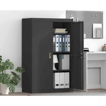 Zásuvkový kontejner vidaXL Úložná skříňka 2 pcs Černý 90 x 40 x 140 cm Ocel [3406160]