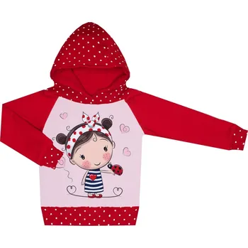 Mikina s kapucí - Puntík červená - Holčička s beruškou Velikost: 80