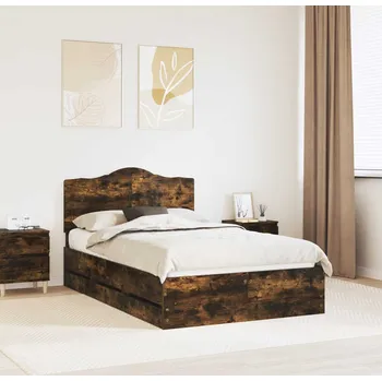 Postel vidaXL Rám postele s čelo Kouřový dub 120 x 200 cm Inženýrské dřevo [3413440]