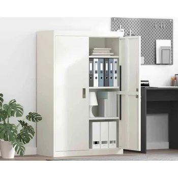 Zásuvkový kontejner vidaXL Úložná skříňka 2 pcs Bílý 90 x 40 x 140 cm Ocel [3406165]