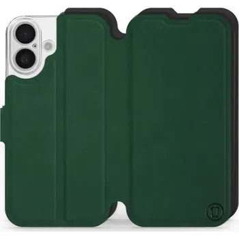 Pouzdro na mobilní telefon Flipové pouzdro Mobiwear Semiš - Apple iPhone 16 - Zelené & Černé - VÝPRODEJ (Knížkové semišové flip pouzdro, obal, kryt na mobil Apple iPhone 16 - Zelené & Černé, materiál semiš + TPU, ochrana 360°, stojánek, silikonová vanička, magnetické zavírání)