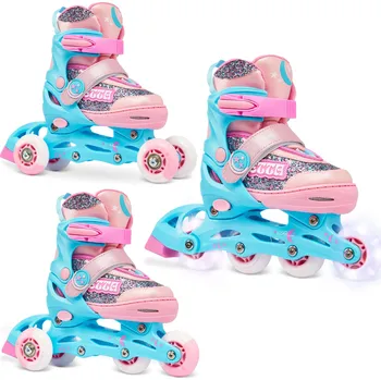 Kolečkové brusle RAVEN Kolečkové brusle nastavitelná 3v1 Raven Etta LED kolečka 27/30 MODRÁ|RŮŽOVÁ|VÍCEBAREVNÁ