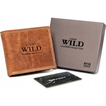 Módní doplněk Pánská kožená peněženka bez zapínání Barva: Světle Hnědá