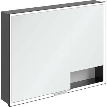 Villeroy & Boch My View+ - Zrcadlová skříňka s LED osvětlením 100x75x17 cm, 2 dvířka, Pure White/matná černá B48210VF