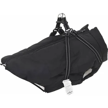 Obleček pro psa vidaXL Psí kabát s postrojem Černá 4XL Fleece a polyester [3422535]