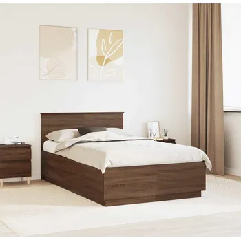 Postel vidaXL Rám postele s čelo Hnědý dub 135 x 190 cm kompozitní dřevo [3408088]