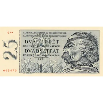 Sběratelství Bankovka 25 koruna československá 1961 UNC, Série Q09 605470 (25 Korun 1961)