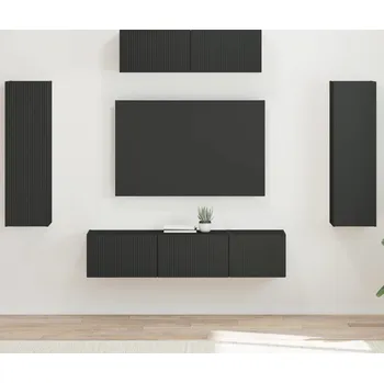 Obývací stěna vidaXL Televizní skříň 5 pcs Černá [3409169]