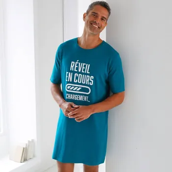 Pánské pyžamo Pyžamové maxi tričko s potiskem tyrkysová 127/136 (3XL)