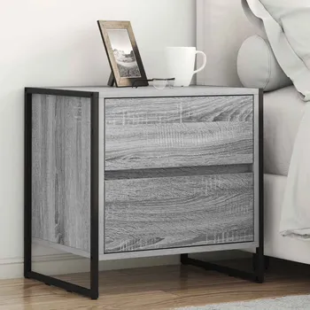 Noční stolek vidaXL Noční stolek se zásuvkou 2 pcs Šedá Sonoma 50 x 39.5 x 50 cm [886685]