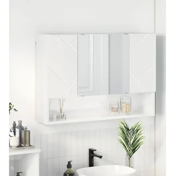 Koupelnový nábytek vidaXL Zrcadlová skříň Nástěnný Vysoce lesklá bílá 80 x 17 x 55 cm [883358]