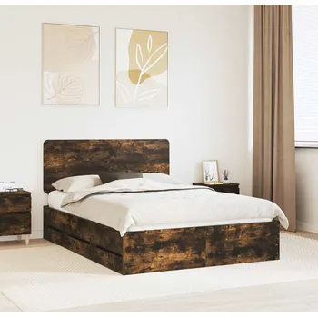 Postel vidaXL Rám postele s čelo Kouřový dub 160 x 200 cm Inženýrské dřevo [3412578]