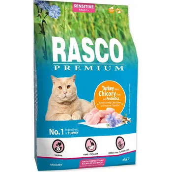 Krmivo pro kočku Rasco premium Krmivo Sensitive krůta s kořenem čekanky a probiotiky 2kg
