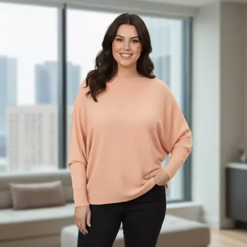 Dámský svetr Dámský meruňkový svetr Megy s netopýřím rukávem