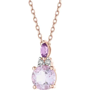 Přívěsek Přívěsek z růžového zlata s brilianty a ametysty - ryzost 585 - 189.338