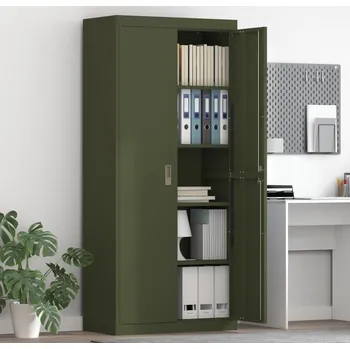 Zásuvkový kontejner vidaXL Úložná skříňka 2 pcs Olivově zelená 80 x 40 x 180 cm Ocel [3406188]