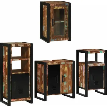 Koupelnový nábytek vidaXL Sada koupelnového nábytku 4 pcs Masivní znovu použité dřevo [3305695]