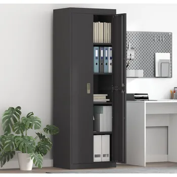 Zásuvkový kontejner vidaXL Úložná skříňka 2 pcs Černý 60 x 40 x 180 cm Ocel [3406196]