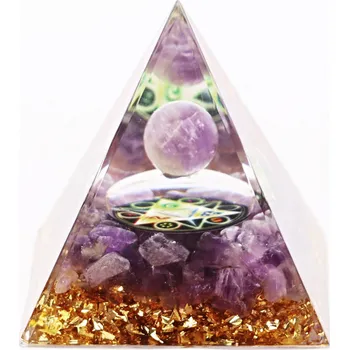 Drahý kámen Magieprirody.cz Orgonit pyramida 5x5 cm Ametyst kameny + Ametyst kulička #OR103