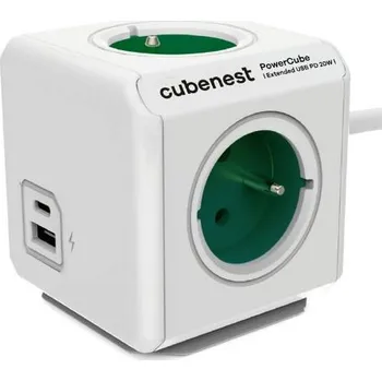 Cubenest PowerCube Extended USB A+C PD 20 W Barva: zelená s prodlužovacím kabelem