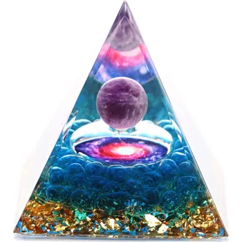 Drahý kámen Magieprirody.cz Orgonit pyramida 5x5 cm Ametyst kulička #OR112