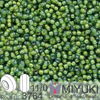 Korálek Korálky Miyuki Round 11/0. Barva 3764 Fancy Lined Chartreuse Green. Balení 5g